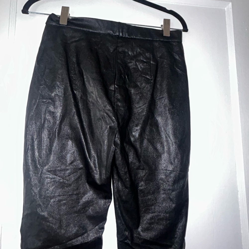 Womens Amanda Uprichard Faux Leather cropped Pants black NWT sz SM inseam 26” - Picture 6 of 13